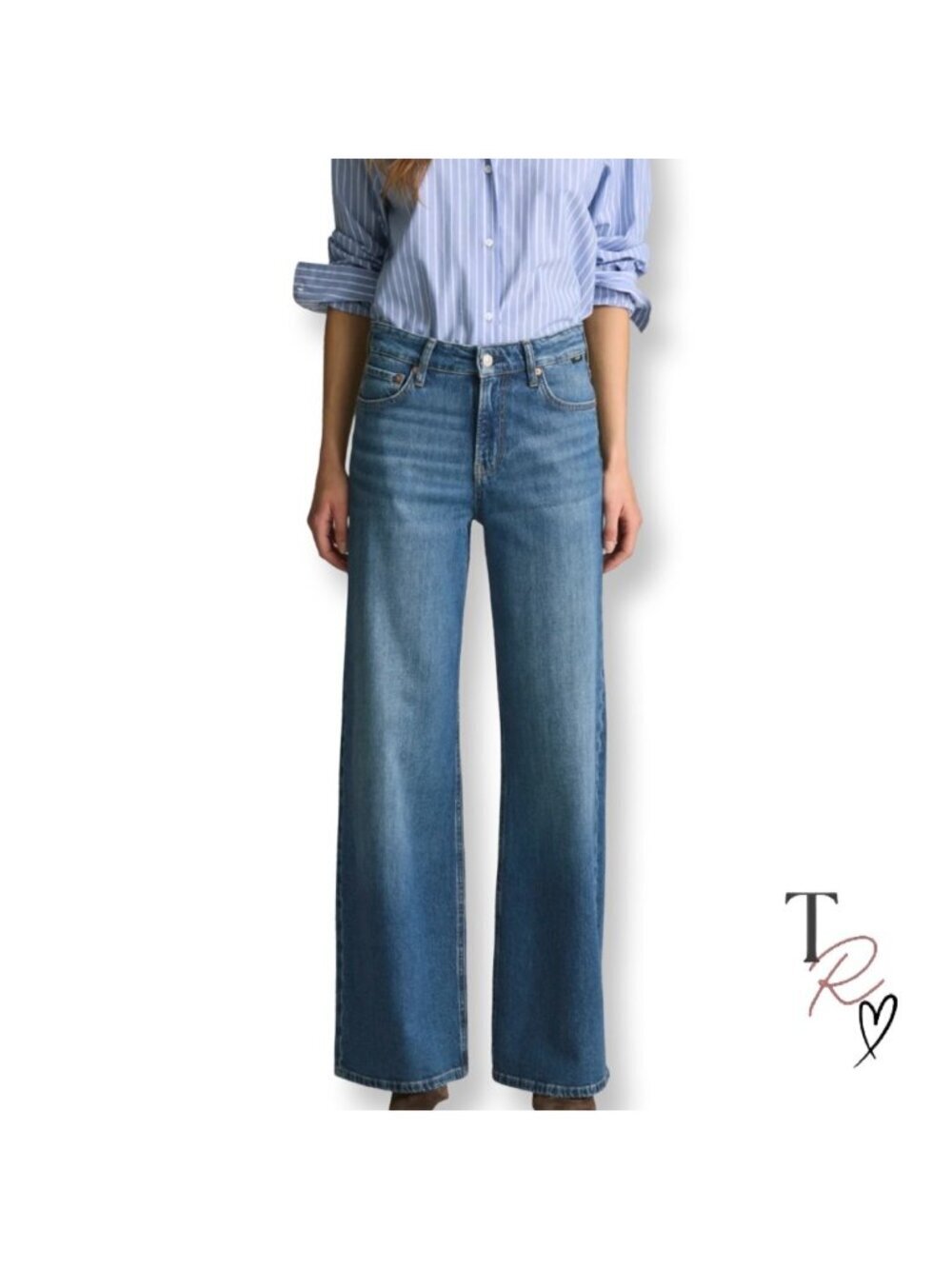 Mavi Denim Florida Mid Rise Medium Wash Wide Leg Baggy Jeans Size  26 x 32